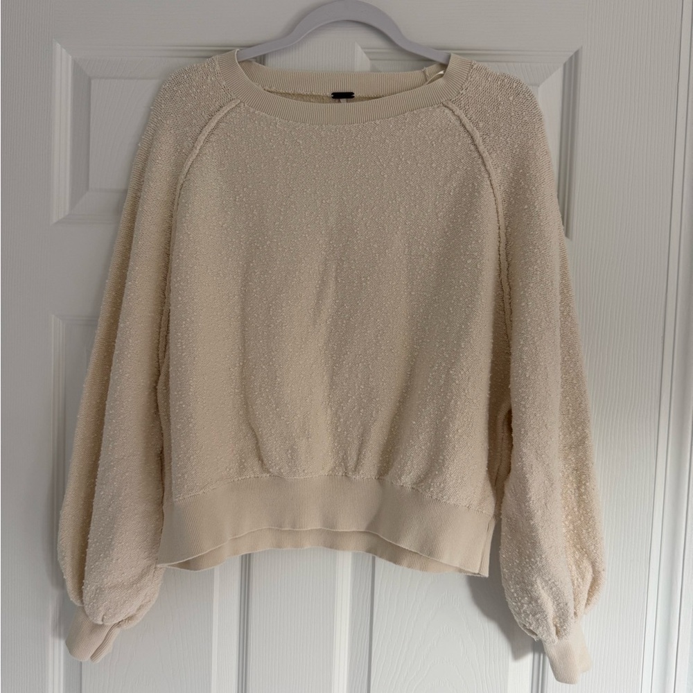 Free People Cream Textured Sweater